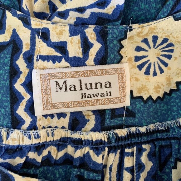 Maluna Hawaii Dress Medium Blue Floral Boho Island Vibes Short Sleeve - Picture 5 of 5